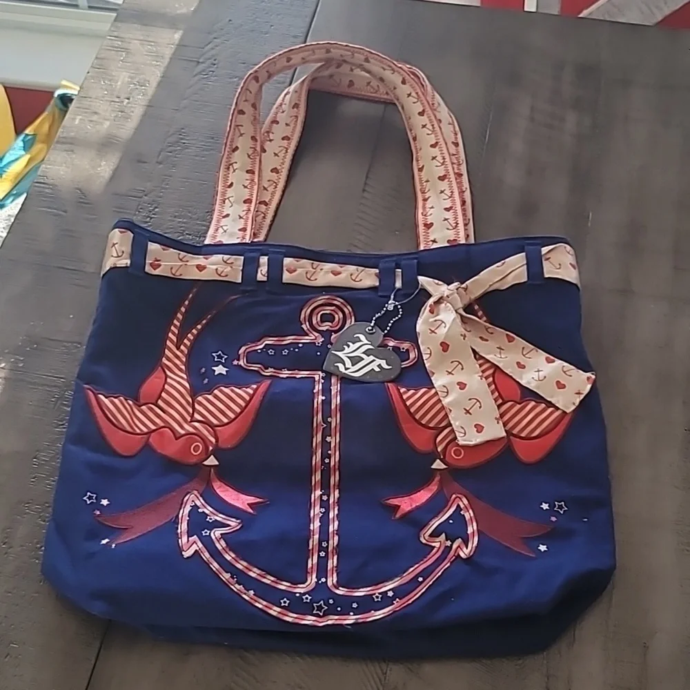 New Loungefly Sparrow Anchor Rockabilly Canvas Tote Bag Purse Y2K